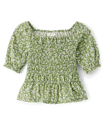 Girls Floral Smocked Top