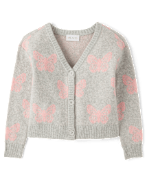 Girls Intarsia Butterfly Cardigan