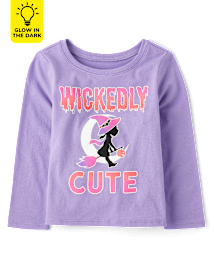 Baby And Toddler Girls Glow Wickedly Cute Graphic Tee