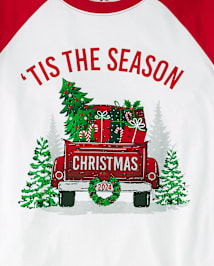 Unisex Adult Matching Family Christmas Long Raglan Sleeve Tis The Season Cotton And Microfleece Pajamas RED The Children s Place CA