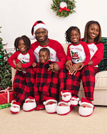 Unisex Adult Matching Family Christmas Long Raglan Sleeve Tis The Season Cotton And Microfleece Pajamas RED The Children s Place CA
