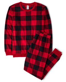 Adult Matching Family Buffalo Plaid Microfleece Pajamas