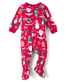 Unisex Baby And Toddler Matching Family Christmas Microfleece Footed One Piece Pajamas