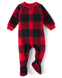 Unisex Baby And Toddler Matching Family Buffalo Plaid Microfleece Footed One Piece Pajamas