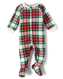 Unisex Baby And Toddler Matching Family Plaid Microfleece Footed One Piece Pajamas