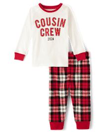 Unisex Baby And Toddler Christmas Long Raglan Sleeve Cousin Crew 2024 Snug Fit Cotton And Microfleece Pajamas RED The Children s Place CA
