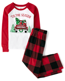 Unisex Kids Matching Family 'Tis The Season Snug Fit Cotton And Microfleece Pajamas