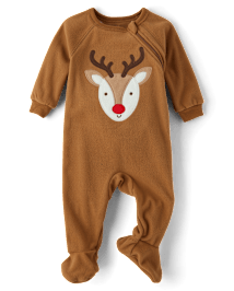 Unisex Baby And Toddler Matching Family Reindeer Microfleece Footed One Piece Pajamas