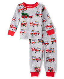 Unisex Baby And Toddler Santa Fire Truck Snug Fit Cotton Pajamas