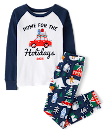 Unisex Kids Matching Family Home For The Holidays Snug Fit Cotton Pajamas