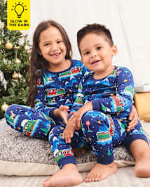 Unisex Baby And Toddler Glow Christmas Train Snug Fit Cotton Pajamas