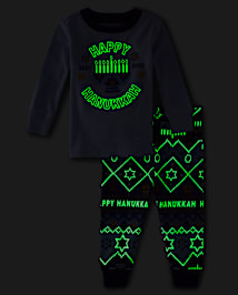 Unisex Baby And Toddler Matching Family Glow Hanukkah Snug Fit Cotton Pajamas