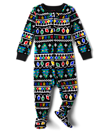 Unisex Baby And Toddler Matching Family Christmas Lights Snug Fit Cotton Footed One Piece Pajamas