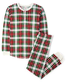 Mens Matching Family Christmas Long Sleeve Plaid Thermal Henley Pajamas WHITE The Children s Place CA