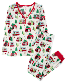 Womens Matching Family Camper Thermal Henley Pajamas