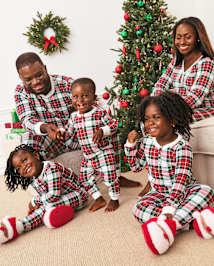Womens Matching Family Christmas Long Sleeve Plaid Thermal Henley Pajamas WHITE The Children s Place CA