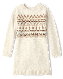 Girls Mommy And Me Long Sleeve Fairisle Sweater Dress WHITE The Children s Place CA