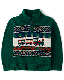 Baby And Toddler Boys Christmas Long Sleeve Train Fairisle Mock Neck Sweater The Children s Place CA
