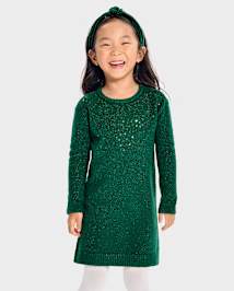 bebe et tout petit fille Manches longues Paillettes Robe chandail GREEN The Children s Place CA