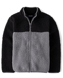 Veste Sherpa Zip Up à contraste de couleurs pour garçons