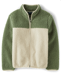 Veste Sherpa Zip Up à contraste de couleurs pour garçons