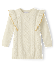 Baby And Toddler Girls Long Sleeve Cable Knit Sweater Dress WHITE The Children s Place CA
