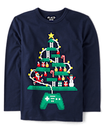 Boys Christmas Tree Gamer Graphic Tee