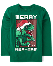 Boys Dino Merry Rex-Mas Graphic Tee