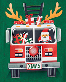 Baby And Toddler Boys Christmas Fire Truck Graphic Tee