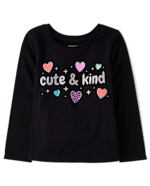 Baby And Toddler Girls Cute And Kind Graphic Tee