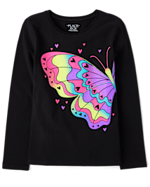 Girls Rainbow Butterfly Graphic Tee