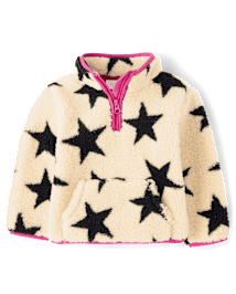 Toddler Girls Print Sherpa Half-Zip Pullover