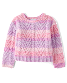 Toddler Girls Rainbow Ombre Chenille Sweater