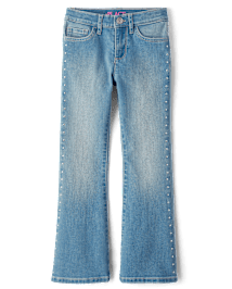 Girls Studded Flare Jeans