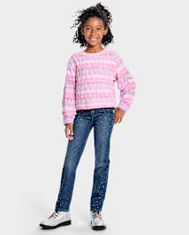 Girls Rhinestone Straight Jeans BLUE The Children s Place CA