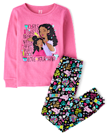 Girls Positive Words Snug Fit Cotton Pajamas