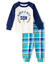 Baby And Toddler Boys Long Sleeve World s Best Son Snug Fit Cotton Pajamas BLUE The Children s Place CA