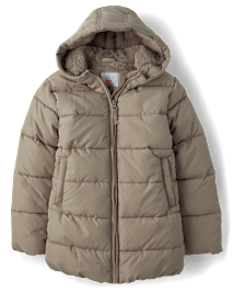 Girls Quilted Midi Puffer Jacket
