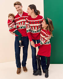 Fille Famille assortie Manches longues de Noel jacquard Robe chandail RED The Children s Place CA