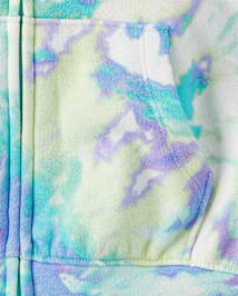 Girls Tie Dye Fleece Zip Up Hoodie