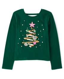 Girls Sequin Bar Back Graphic Top
