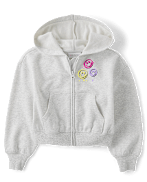 Girls Graphic Fleece Zip Up Hoodie