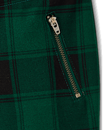 Girls Plaid Zip Ponte Jeggings