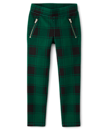 Girls Plaid Zip Ponte Jeggings