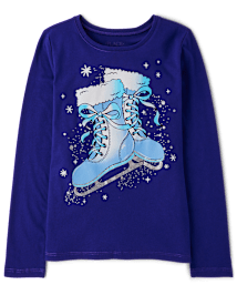 Fille Winter Ice Skates T-shirt imprimé