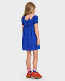 Robe ajustée et évasée avec nœud au dos pour petite fille, motif maman et moi