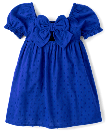 Robe ajustée et évasée avec nœud au dos pour petite fille, motif maman et moi