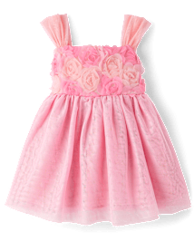 Bébé Et tout-petit, fille 3D Rosette Maillage Robe évasée