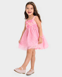 Bébé Et tout-petit, fille 3D Rosette Maillage Robe évasée