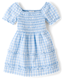 Toddler Girls Mommy And Me Gingham Poplin Smocked Ruffle Dress